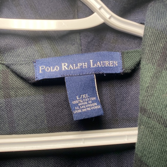 POLO RALPH LAUREN MENS LONG PLAID BLUE GREEN PRINTED ROBE COTTON SIZE XL - Picture 3 of 6